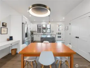 Dining space between the kitchen and living areas.