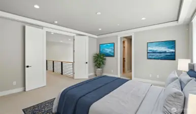 Another angle of the Primary Suite. Virtually staged.