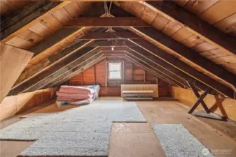 Unfinished loft above garage