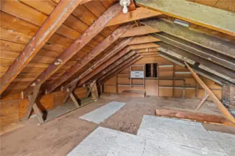 Unfinished loft above garage