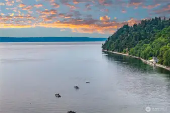 Expansive views across Puget Sound and the surrounding coastline.