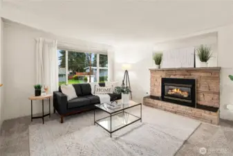 Warm up with the gas fireplace during those cool PNW rainy days.