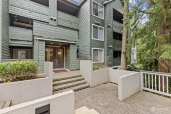 Outside entrance to Lobby - looking toward second floor deck/patio of unit G202