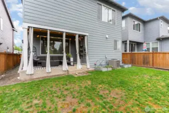 Fully fenced and covered patio