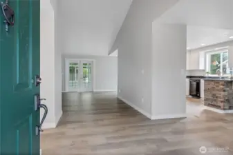 Open concept vaulted great room ceiling.