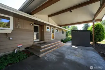 Carport, patio & new storage building