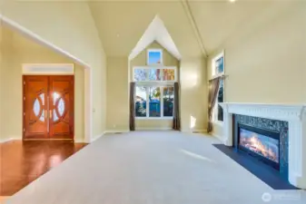Spacious living area with gas fireplace