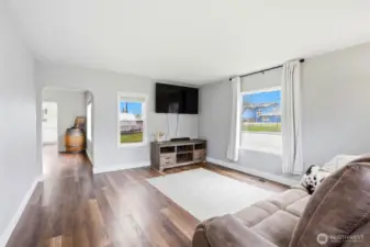 View from front door into the living room - lots of natural light