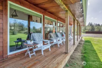 This custom home enjoys all the light offered by the outdoors with its generously placed windows all around the home. Feel like your outdoors while sitting in the dining areas and get saltwater views from almost everywhere inside. On those PNW rainy days sit comfortably under the covered decking.