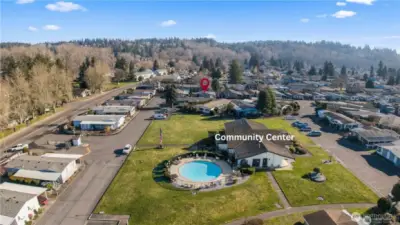 The pool and community center are just steps away!