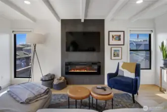 Hello fireplace with a flat screen conveniently mounted for your viewing pleasure.