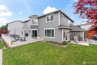Not only do we have the enormous deck but there is also a lawn. Slab is perfect for a hot tub