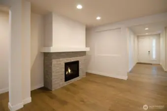 Another view of the cozy nook.  Notice the coved detail and elegant stone work.