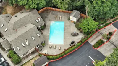 Overhead View of the Complex Clubhouse and Pool