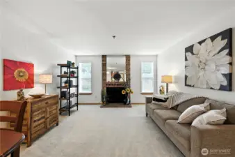 Living Room w/Wood Burning Fireplace