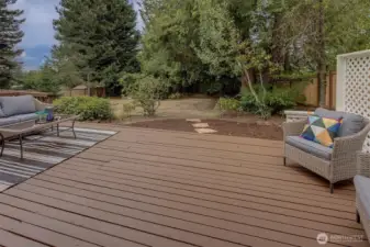 A large entertaining deck with new paint.
