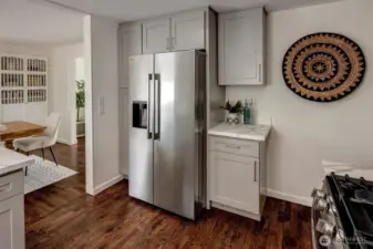 Built-in wall pantry cabinetry.