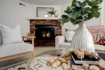 Cozy wood fireplace