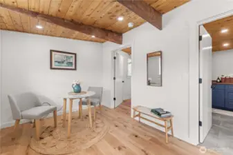Bedroom to the left but access to the bathroom for guests.