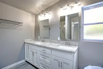 Fully Remodeled Primary Spa-Bath w/ Dual Vanity and More Gorgeous Slab Tops~