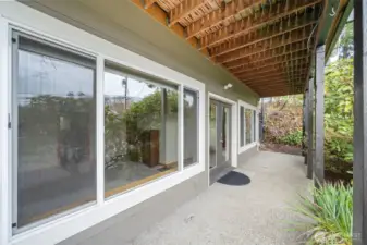 Basement Entry with keycode access locks.