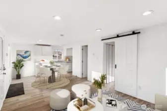 Virtually staged living area