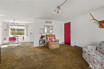 Living room opens to dining room