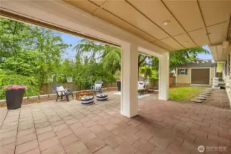 Large covered downstairs patio makes this outdoor extension usable all year long