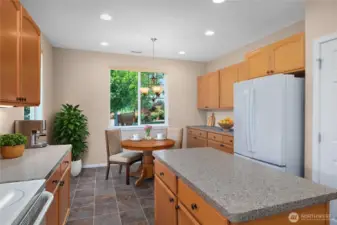 Lots of light in the kitchen with eating nook.