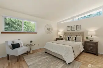 Primary bedroom has great privacy. Stay cozy with the recently serviced furnace and heat pump.