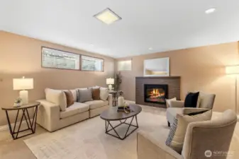 Get cozy next to the crackling fire in the lower level bonus room.