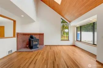 Efficient Wood-Stove Fireplace w/ Brick Surround~