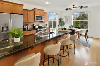 The breakfast bar is destined to be the "hang out" spot, especially after a morning walk to Columbia City Bakery