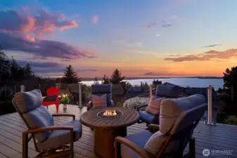 Sunset and mountain views over the Puget Sound