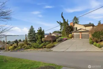 View from street two car oversized garage