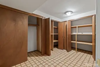 Two large storage rooms like this offer added potential or just room for your toys