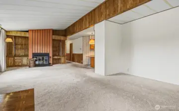 Family room opens to the kitchen and living room.
