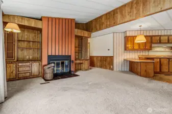 Family room opens to the kitchen and living room.