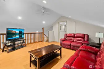 Upstairs lofted family room is very spacious.