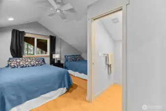 Super convenient and newer upstairs half bath.