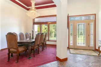 View of formal dining room featuring tray ceilings offered in several rooms throughout.