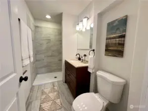 Tile floors and shower surround