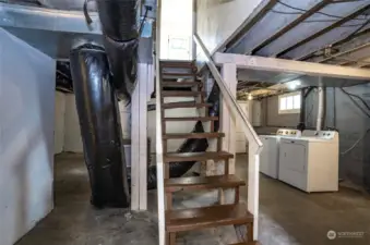 Basement stairs are off the kitchen