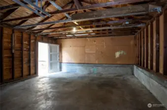 Inside the over-sized 2 car garage