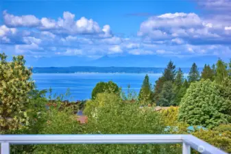 Morning Coffee overlooking Puget Sound and the Olympics.