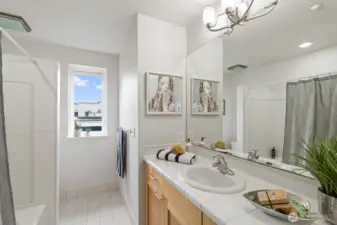Perfect for the relaxation time soaking in the tub with room to spread out and get ready for your day in comfort.