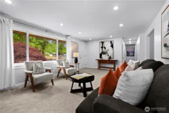 So much natural light pours in the large front window