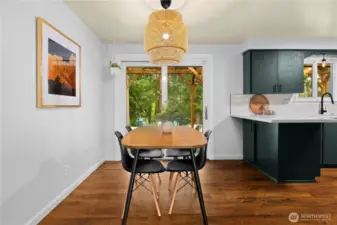 Large dining area with new flooring