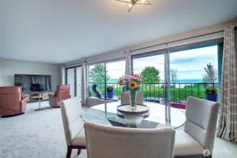 Views, views, views from every angle in the living and dining areas.