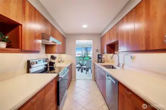 Beautiful cherry cabinets, lots of counterspace and brand new stainless steel appliances.